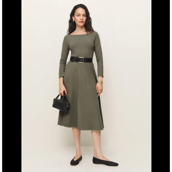 Reformation Dresses & Skirts - Reformation Wiley Poppyseed Olive Fit Flare Dress Small